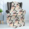 thumbnail image 4 of Abstract Soft Flannel Fleece Blanket, Rhythmic Lines Grid Triangles Postmodern Memphis Style Print on Plain Background, Cozy Plush for Indoor and Outdoor Use, 60" x 80", Multicolor, by Ambesonne, 4 of 5