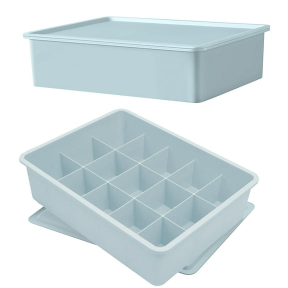 Elainilye Underwear Organizer, 15 Compartment Drawer Storage Box with Lid, Socks Bras Panties Lingerie Closet Management Supplies, Blue