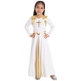 thumbnail image 2 of Zaldita Girls Metallic Cross Liturgical Praise Dance Dress Ballet Lyrical Dancewear Color Block Full Length Robe Worship White 14, 2 of 7