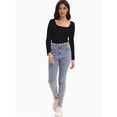 thumbnail image 4 of Women's Scoop Neck Long Sleeve Slim Fitted Casual Basic Crop Top, 4 of 6