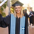 thumbnail image 3 of Graduation Sash Greece Flag Cool Greek scarf Shawl Stole Sapphire Blue with Star Stripe Bachelor Gown Accessory Ribbon 180*14cm, 3 of 7