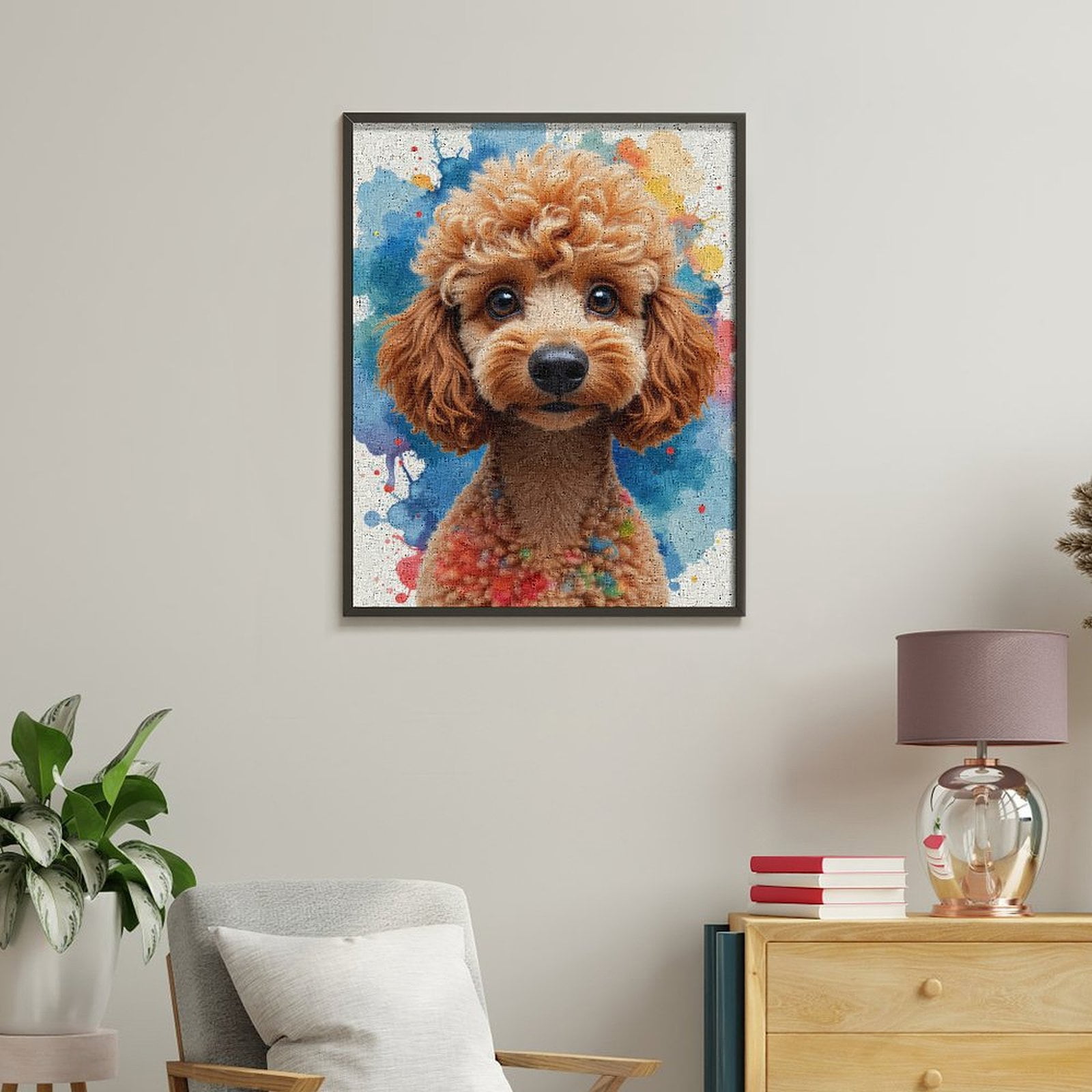 Paint by Numbers Kit for Adults, Poodle Watercolor Artful Portrait Paint by Numbers, Easy Paint by Numbers Kit for Adults Beginner, DIY Adult Paint by Number Kits on Canvas, Home Decor