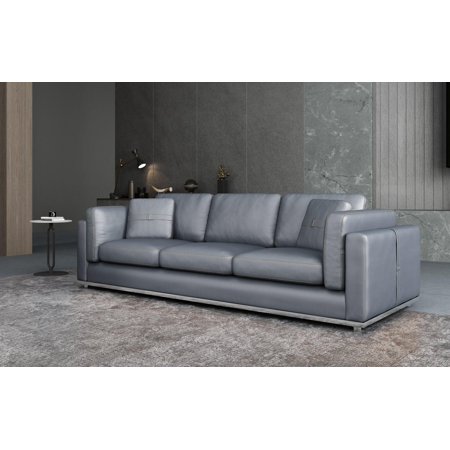 Smokey Gray Italian Leather PICASSO Sofa EUROPEAN FURNITURE Contemporary