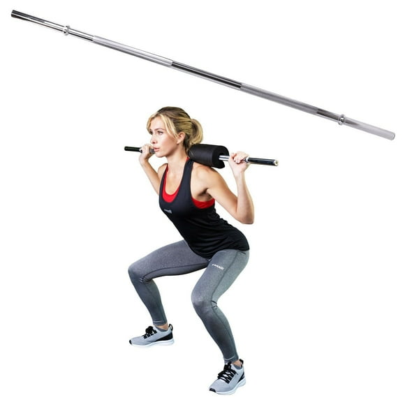 GoZone 48” Straight Weightlifting Bar – Silver, With textured grip