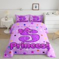 thumbnail image 2 of spefrowx Bowknot S Letter Full Size Comforter Sets for Girls, Purple Sequin Print Star Princess Bedding Comforter Set, Stars Reversible, 3-Piece, 1 Comforter and 2 Pillowcases, 2 of 6