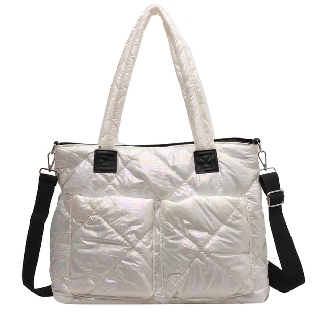 Bolso Mano Acolchado Gran Capacidad Informal A La para Mujer Bolso Hombro 8020 Color Blanco Roto