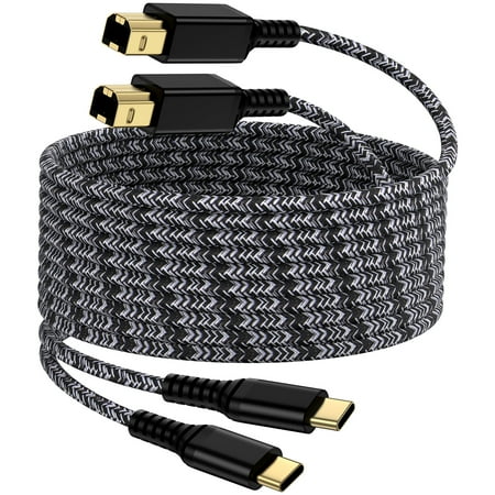 Type C Printer Cable 10FT,2Pack USB C to USB B Printer Cable to Computer 2.0 USB C to B male Connector High Speed Type C to USB B Cable 10FT USB C Printer Scanner Cable Cord for Canon,HP,Dell, Epson