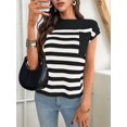 thumbnail image 4 of Women'S Crew Neck Top Thick Needle Casual Striped Sweater Black XL, 4 of 5