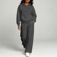 thumbnail image 5 of Womens Fall Outfits Nelozsy Fashion Woman Hooded Solid Long Sleeve Blouse Long Pants Elastic Waist Sets Dark Gray S, 5 of 9