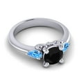 thumbnail image 3 of 2.50 Carat Round Cut Black Onyx & Blue Topaz Gemstone Beautiful Wedding Ring for Ladies 18K White Gold Size 4.5 by Diamond-Capitals, 3 of 8