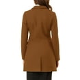 thumbnail image 4 of INSPIRE CHIC Women's Coat Solid Color Notched Lapel Single Breasted Winter Peacoat Dark Brown XL, 4 of 8