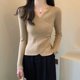 thumbnail image 1 of Surplice Sweater for Women Pullovers Ribbed Knit V-Neck Long Sleeve Button Side Plain Jumper Teen-girl Fall Winter Basic Outfit, 1 of 5