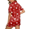 thumbnail image 3 of Yuncity Valentine's Day Women Pajama Sets Silk Satin Heart Two Piece Pj Sets Button Down Pj Sets Pj'S Loungewear Red S, 3 of 5