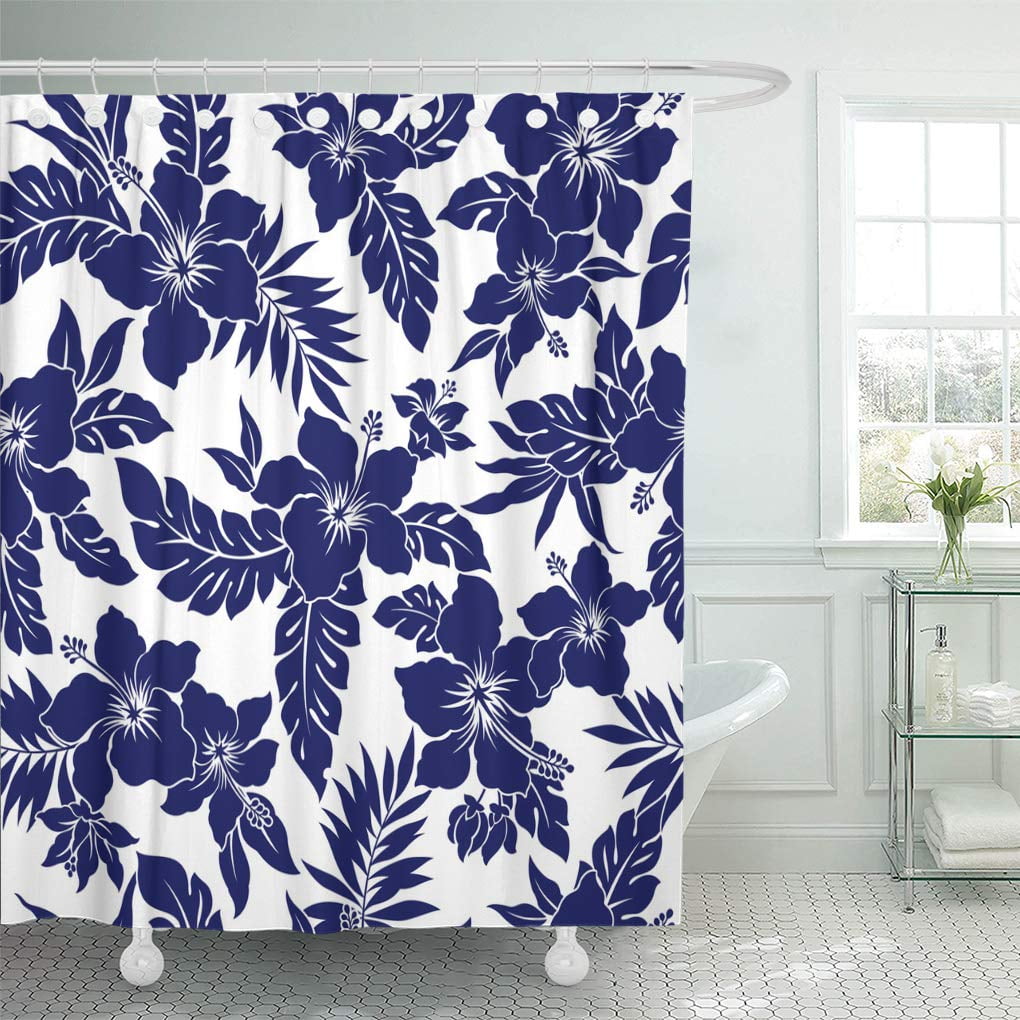 Yusdecor Vector Tropical Flower Pattern Simple Drawing Hibiscus Leaf Floral Illustration Bathroom Decor Bath Shower Curtain 60x72 Inch Walmart Canada