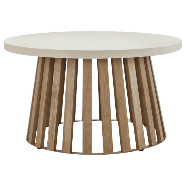 Bouclair Walnut Slat Base Outdoor Coffee Table