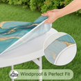 thumbnail image 5 of Blue Gold Marble Pattern Round Fitted Tablecloth with Elastic Edge,Dining Table Cover Waterproof,Outdoor Round Tablecloth for Camping,Dining,Indoor and Outdoor, 5 of 7