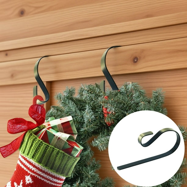 Gancho metálico para medias navideñas - Gancho para chimenea de alta resistencia - Gancho multiusos de pared de 2 para decoración navideña - 12cm x 5,5cm