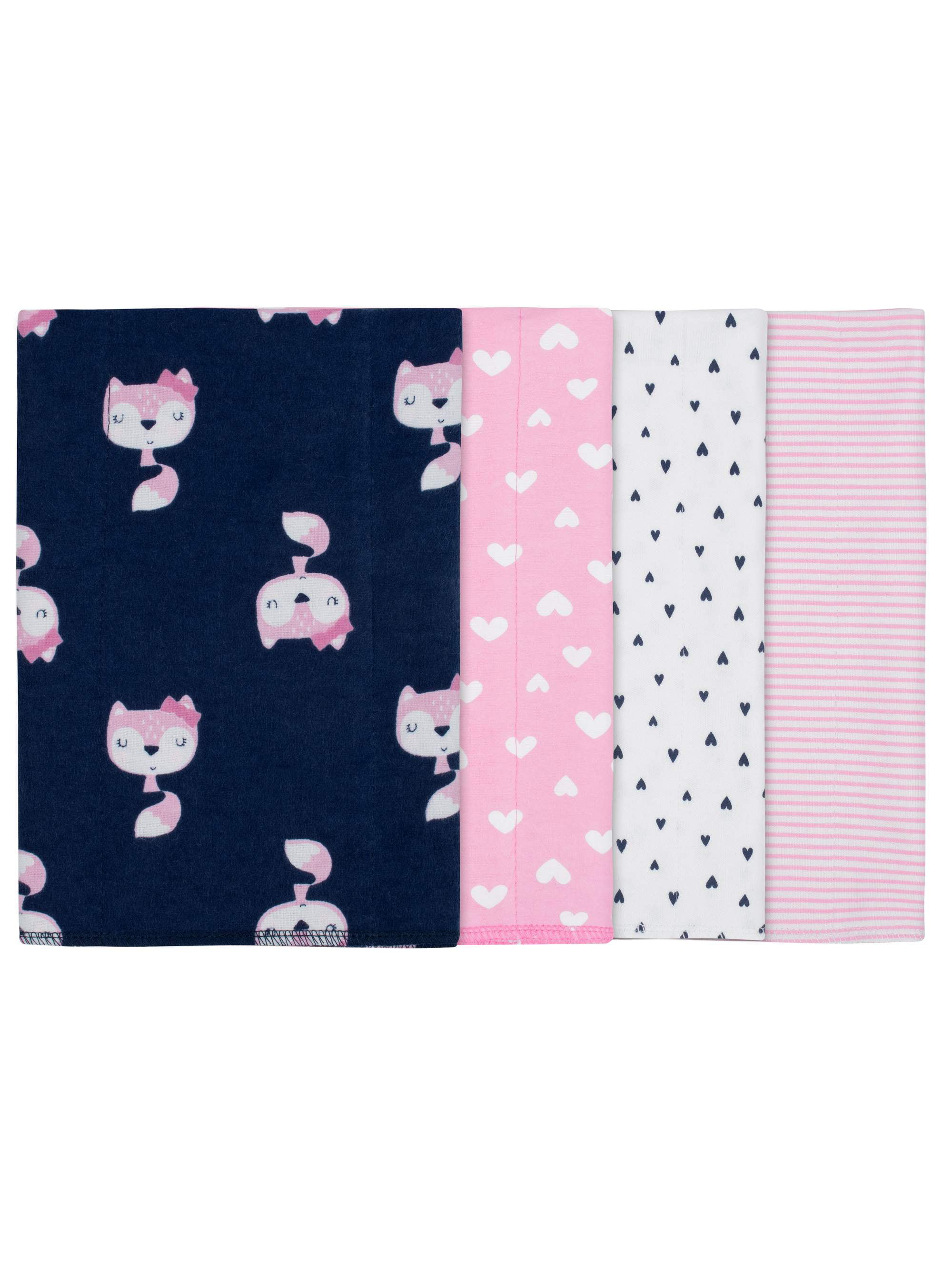 GERBER BABY GIRLS 3-Pack Organic Cotton Terry Lined Burp Cloths Pink Bunny 