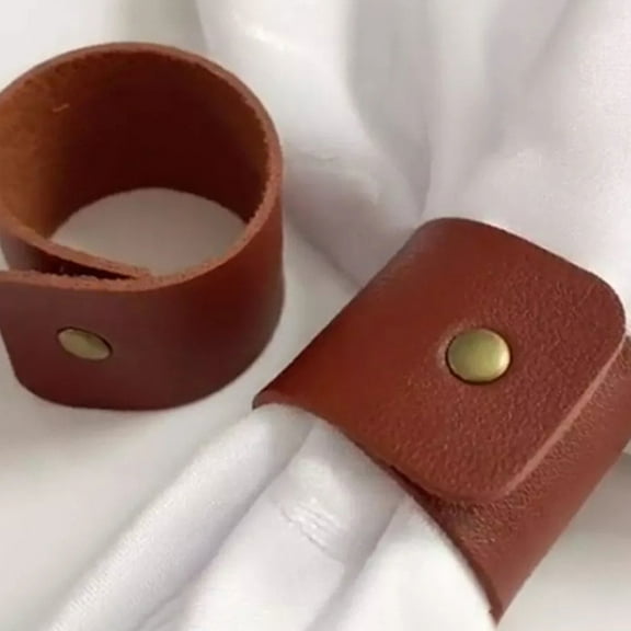 BALAHAPY 12Pcs Minimalist Napkin Holder Buckles of Fake Leather for Fall Table Decor and Thanksgiving Celebrations