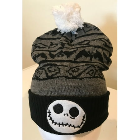 Jack Skellington Cuffed Pom Knit Beanie Hat Nightmare Before Christmas OSFM Adult Teen Kids Size