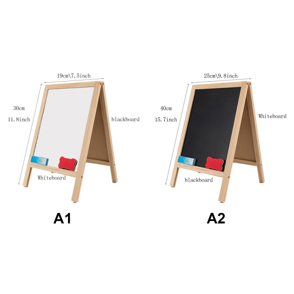 Double-sided Foldable Easel Wooden Writing Board Blackboard Drawing Board Wooden Magnetic Message Board Decoration Kids Wooden Art Easel  -25*40cm