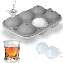 Ice Ball Maker, Reusable 2.5 Inch Ice Cube Trays, Easy Release Silicone Round Ice Sphere Tray with Lids & Funnel for Whiskey, Cocktails & Bourbon