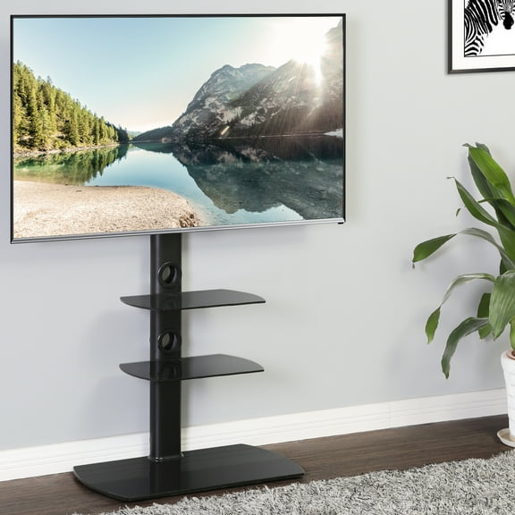 FITUEYES Universal TV Stand with Swivel Mount Height Adjustable for 32-65 Inch LCD, LED OLED TVs FTT306501GBB