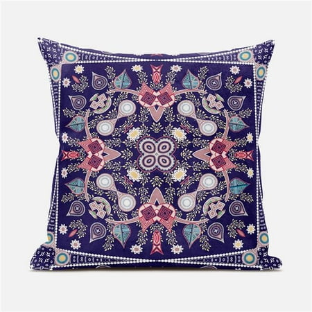 

Amrita Sen Designs CAPL849FSDS-BL-16x16 16 x 16 in. Paisley Leaf Geo Duo Suede Blown & Closed Pillow - Dark Purple & Pink