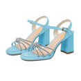 thumbnail image 2 of XYD Women Sexy Rhinestones Open Toe Sandals Chunky High Heel Buckled Ankle Strap Pumps Party Summer Shoes Size 7 Blue, 2 of 4