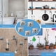thumbnail image 2 of Soporte de pared para escoba, paquete de 5 colgadores de pared autoadhesivos para soporte de fregona (1 gancho y 1 clip) colgadores de herramientas antideslizantes de acero inoxidable para garaje, jardín, baño, armario BANYUO Electrónica, 2 of 6