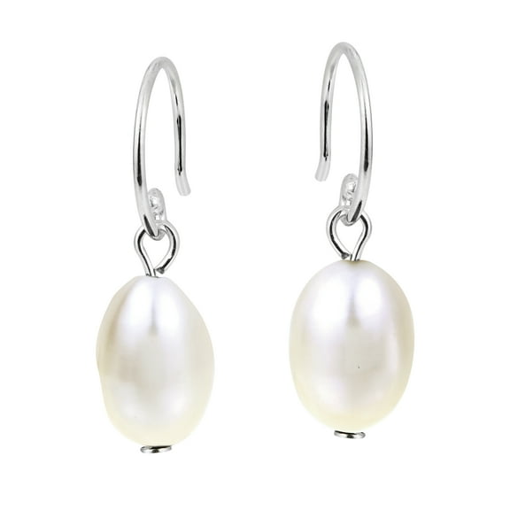 Gorgeous White Pearls on Sterling Silver Dangle Earrings