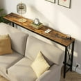 thumbnail image 5 of Console Table with Power Outlet, Narrow Sofa Table, 70.8" x 11.8" Farmhouse Table Behind Sofa Couch Hallway Entrance for Entryway, Living Room, Home, with Metal Frame, Rustic Brown, 5 of 5