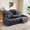 Grey Sofa, variant on Overstuffed Recliner Sets, Power Leather Recliner Chair with LED Light, Reclining Sofa for Living Room, Black