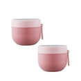 thumbnail image 1 of Oleegame 2PC Blue Juice Vacuum Insulated Food Jar With Spoon Plastic Insulated Food Container Insulated Food Soup Cup Leakproof School Picnic Outdoor Hot And Cold Food (600ml) Pink, 1 of 9