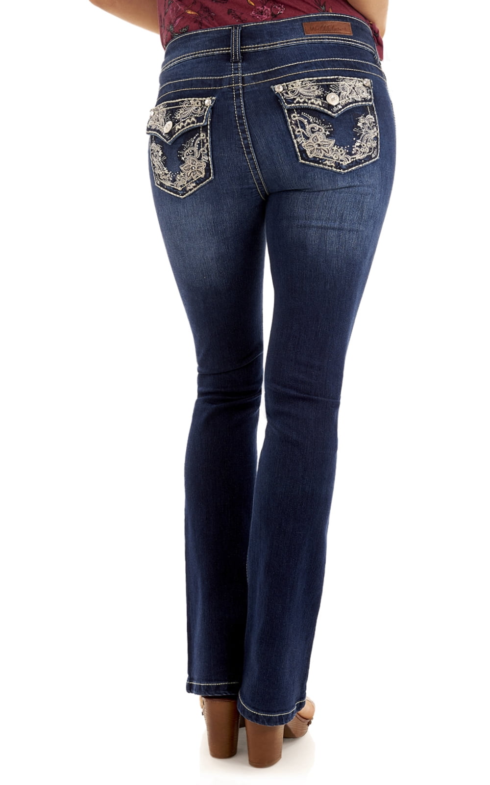 WallFlower Womens Plus-Size Embellished Pocket Luscious Curvy Bootcut Jeans