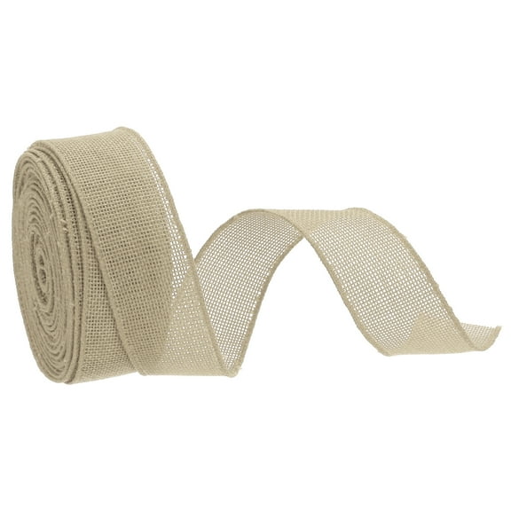 Uxcell Burlap Ribbon Fabric Wired EdgeNatural 1-1/2 Inch x 10 Yard for Gift Wrapping, Christmas Tree