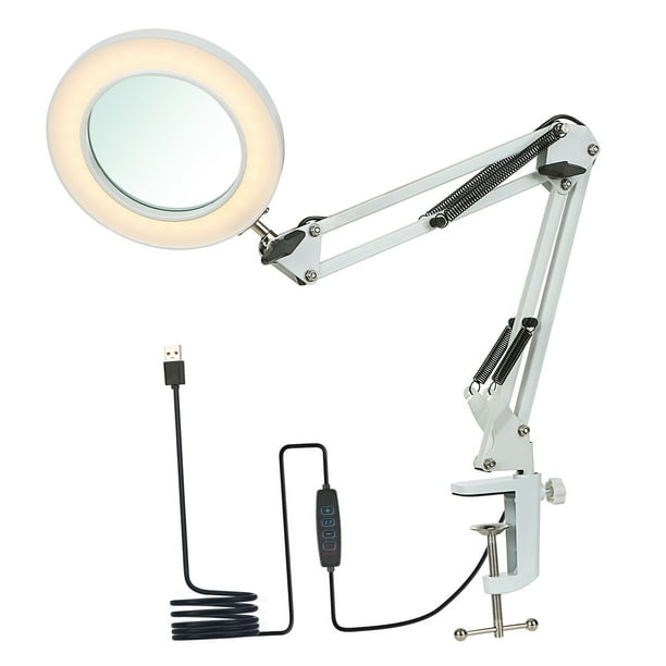 Tomshine Magnifier LED Lamp 8X Magnifying Glass Desk Table Light Reading Lamp With Clamp