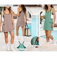 thumbnail image 5 of Women's Summer Striped Athletic Tennis Mini Dress Sleeveless Built-in Shorts Workout Vacation Sundress, 5 of 7