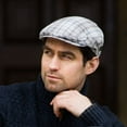 thumbnail image 1 of Gray Plaid Irish Linen Cap For Men, Made By Mucros Weavers, Size X-Large, 1 of 4