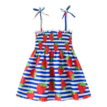 

LBECLEY The Old Line Suspended Dress Swing Sleeveless Print Flower Girls Baby Kids Princess Girls Dress&Skirt Toddler Sundresses 2T Blue 100