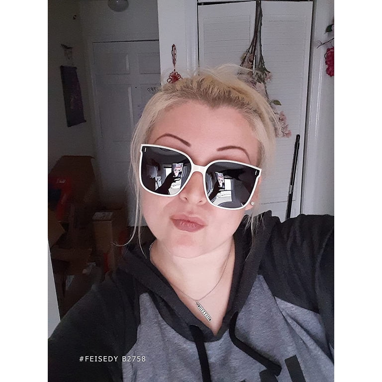 FEISEDY Women Oversized Vintage Polarized Sunglasses Square  display picture 2