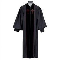 Christian Brands G1785-55 Pulpit Robe - Black with Red Crosses