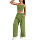 thumbnail image 4 of Conjunto de chándal para mujer ATHLECHIC, con tirantes de espagueti, top corto y pantalones rectos, color verde, 4 of 5
