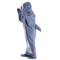 thumbnail image 5 of Zahazoho Shark Blanket Hoodie Onesie for Adults, Ultra Soft Flannel Wearable Sleeping Bag with Kangaroo Pocket & Cozy Hood, M Size, Blue, 5 of 10