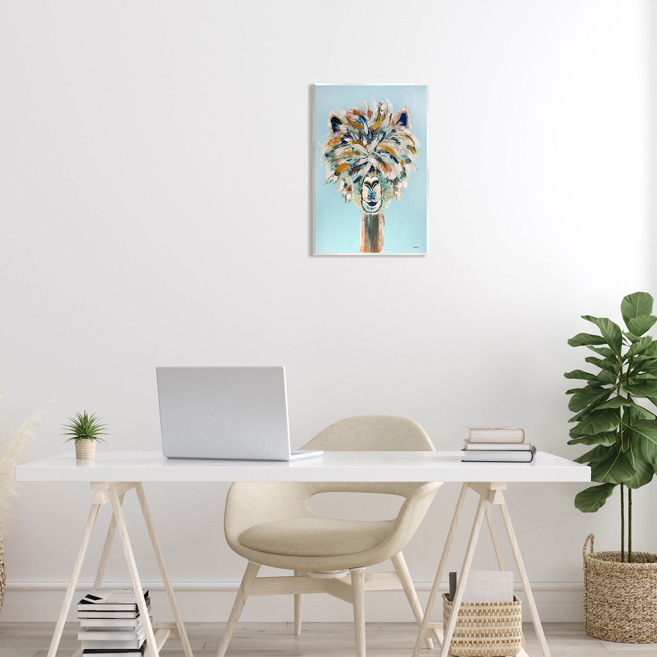 Fluffy Alpaca Happy Animal Animals & Insects Painting Unframed Art Print Wall Art