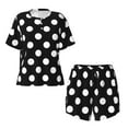 thumbnail image 5 of Wukai Black and White Polka Dot Women's Pajama Set,Short-Sleeve Top and Shorts with Elastic Waistband and Pockets for Loungewear, Yoga, and Casual Wear-Small, 5 of 8