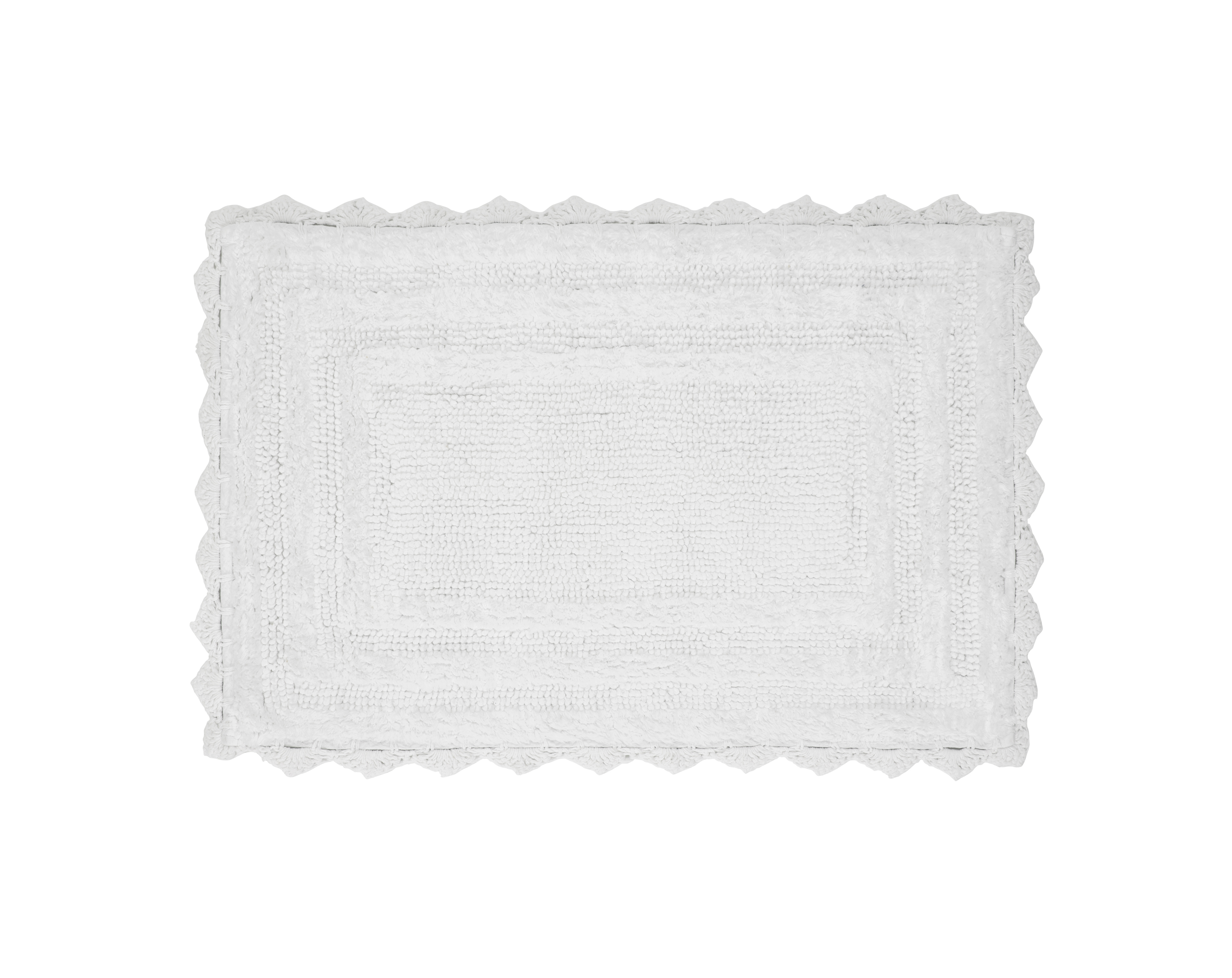 Better Trends Lilly Crochet 100% Cotton 2 Piece Bath Rug Set - White, Size: 2 Piece Set (17 inch x 24 inch | 20 inch x 20 inch)