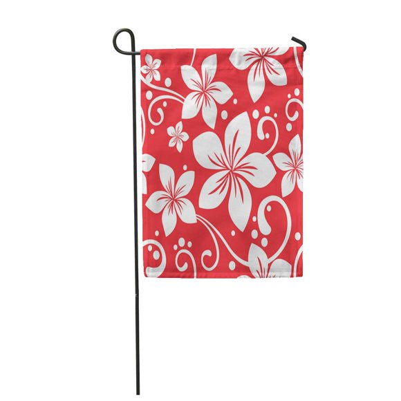 POGLIP Red Flower Hawaiian Christmas Pattern Hawaii Luau Frangipani Summer Party Fun Garden Flag Decorative Flag House Banner 28x40 inch