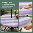 thumbnail image 3 of Round Outdoor Tablecloth with Umbrella Hole and Zipper, Purple Striped Fitted Table Cover with Elastic Edge for 45-54 Inch, Farmhouse Vintage Stripes Waterproof Patio Tablecoths for Picnic, 3 of 9