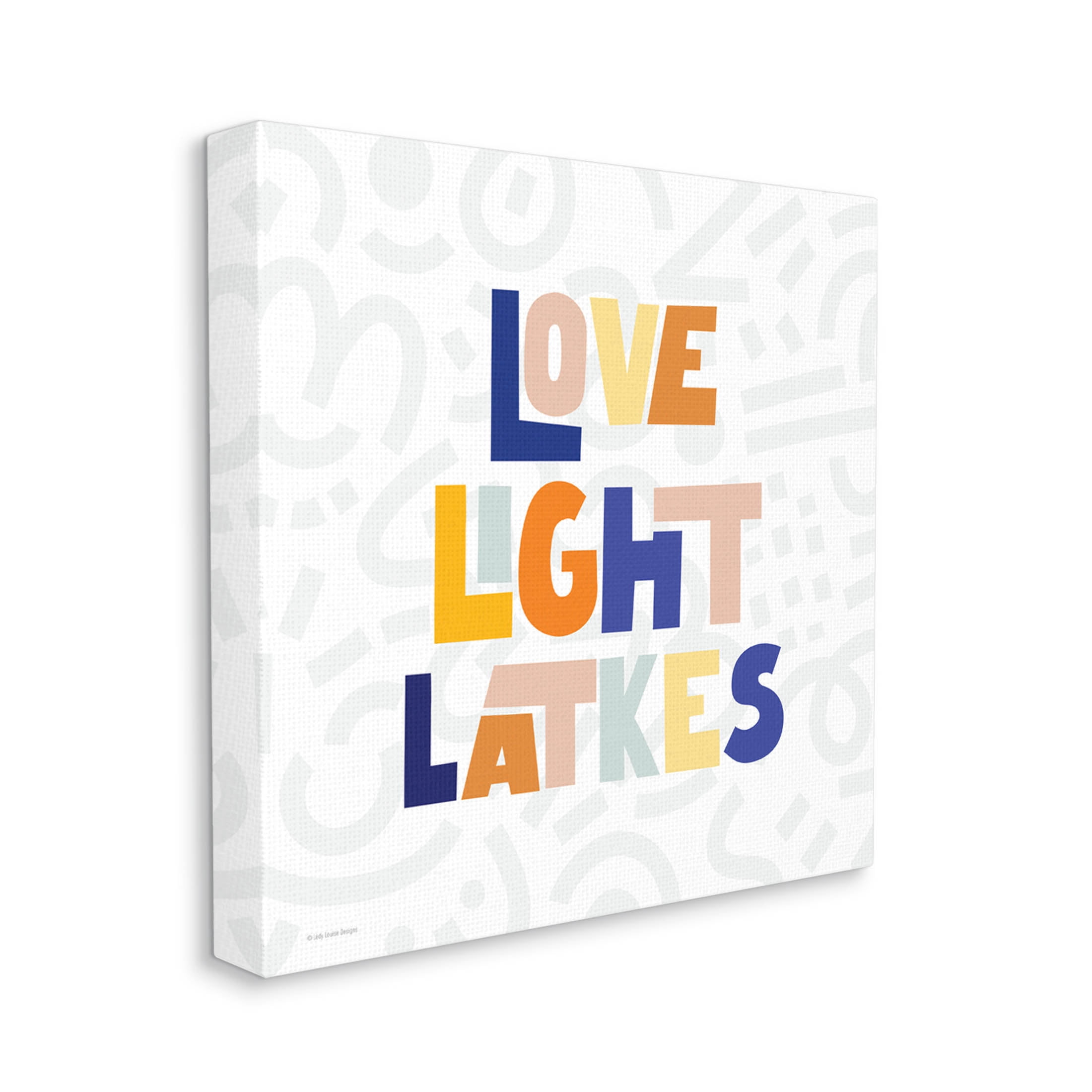 Love Light Latkes Casual Hanukkah Holiday Graphic Art Gallery Wrapped Canvas Print Wall Art